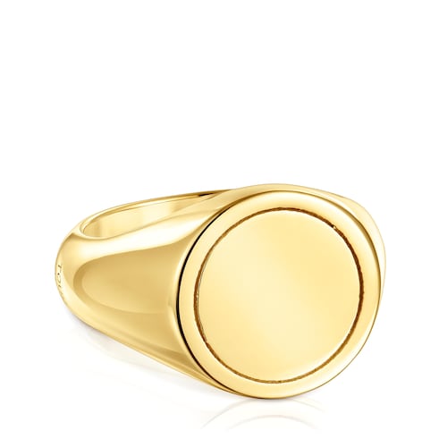 Anillo sello con baño de oro 18 kt sobre plata 14 mm TOUS Basics