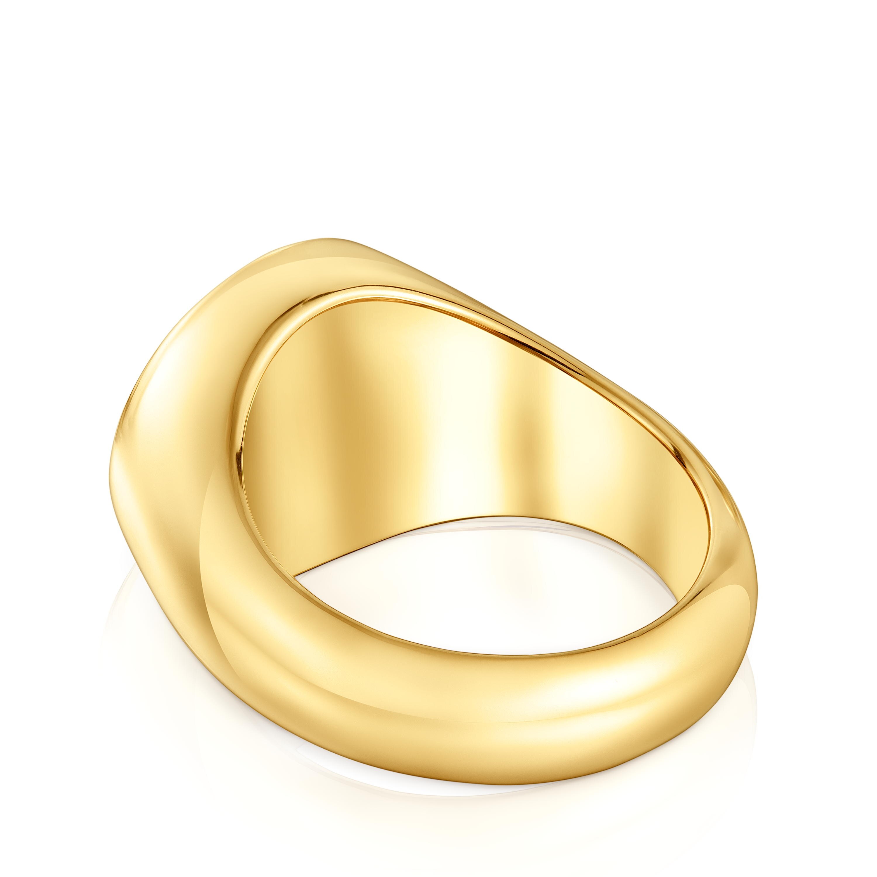 14mm 18kt gold plating over silver Signet ring TOUS Basics