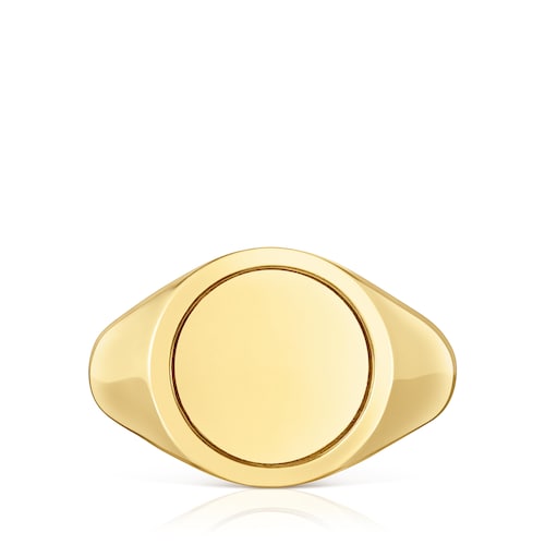 Anillo sello con baño de oro 18 kt sobre plata 14 mm TOUS Basics