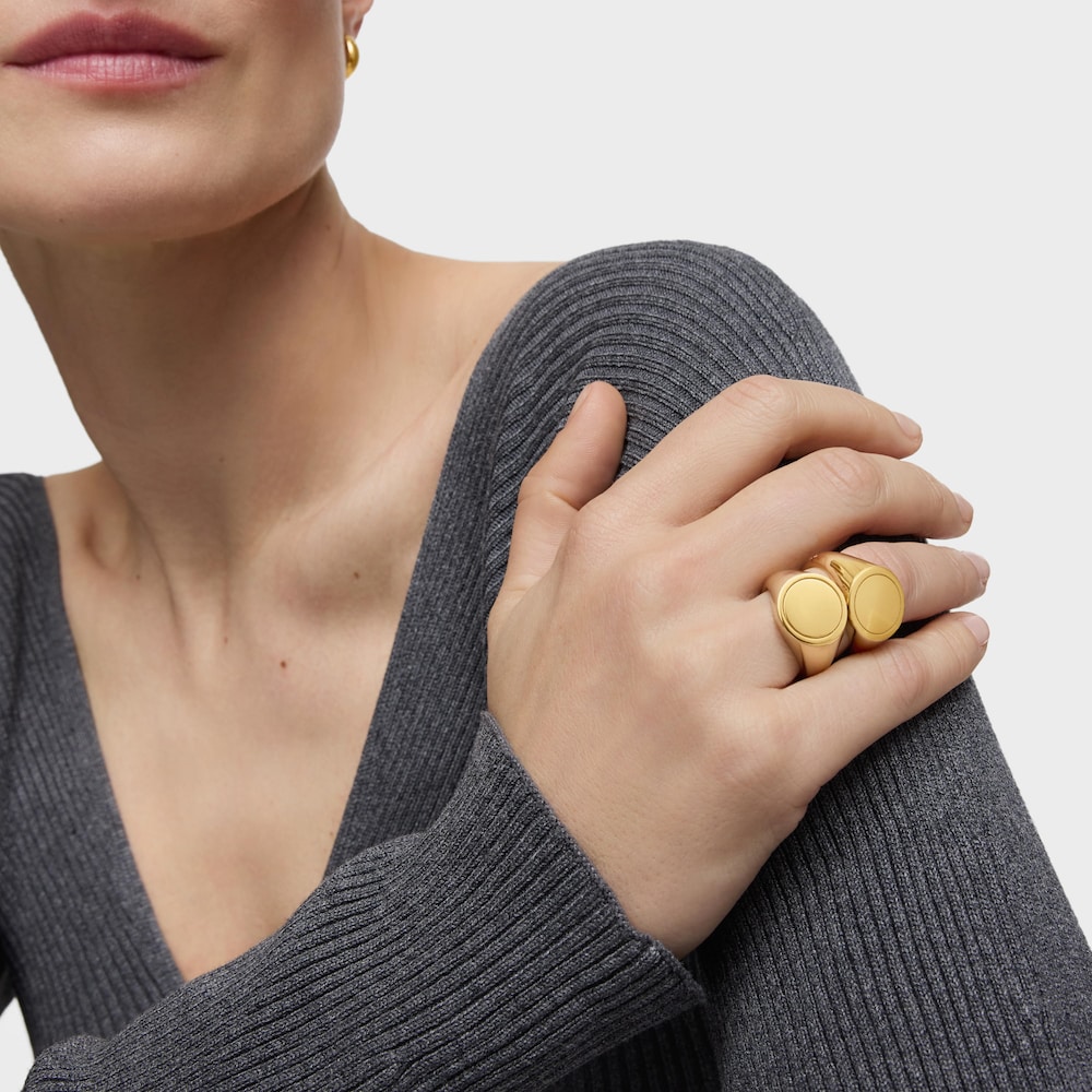 14-milimetrowy sygnet ze srebra pokrytego 18-karatowym złotem TOUS Basics