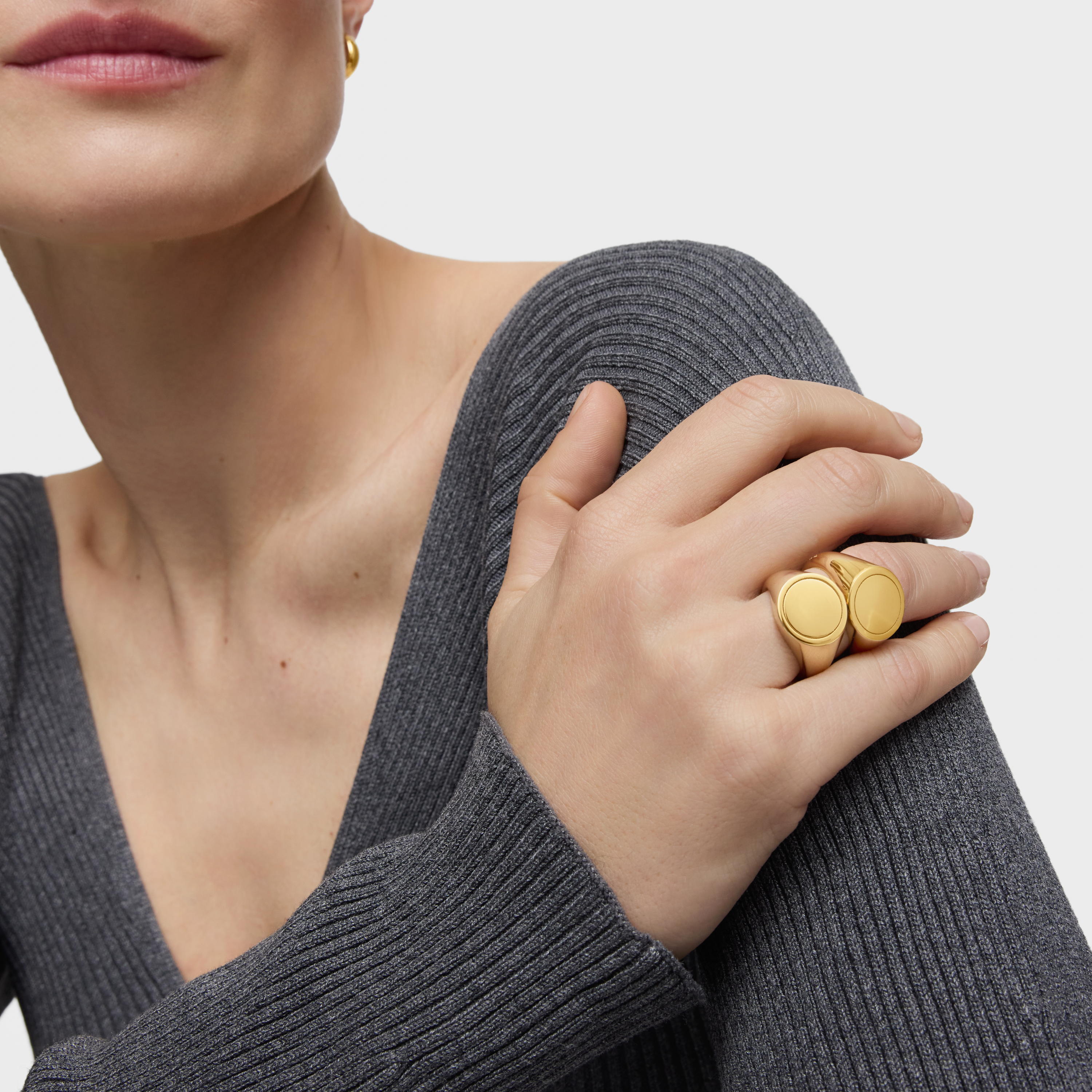 14mm 18kt gold plating over silver Signet ring TOUS Basics