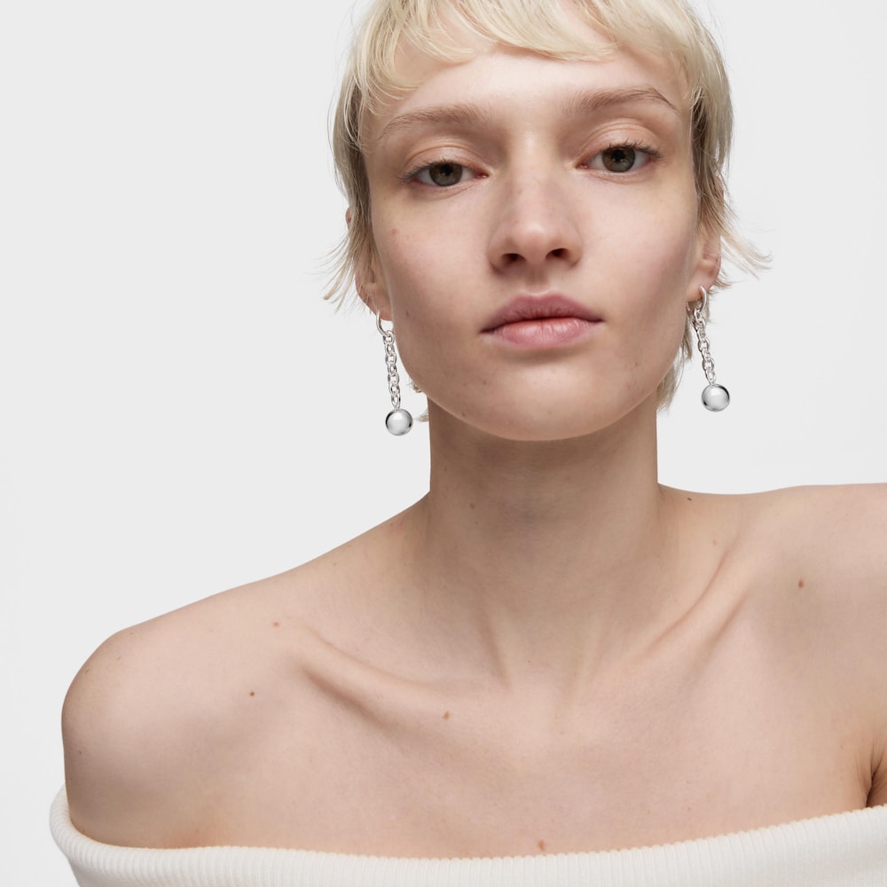 Pendientes largos de plata Plump