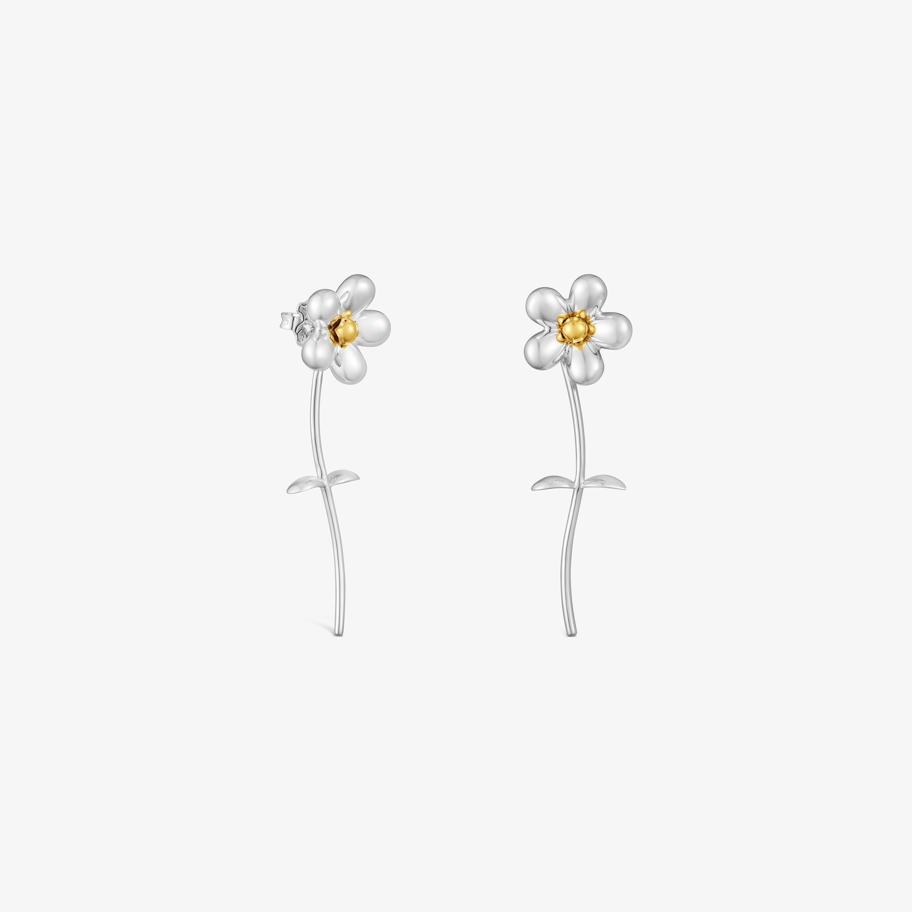 Long two-tone flower Earrings Daisy