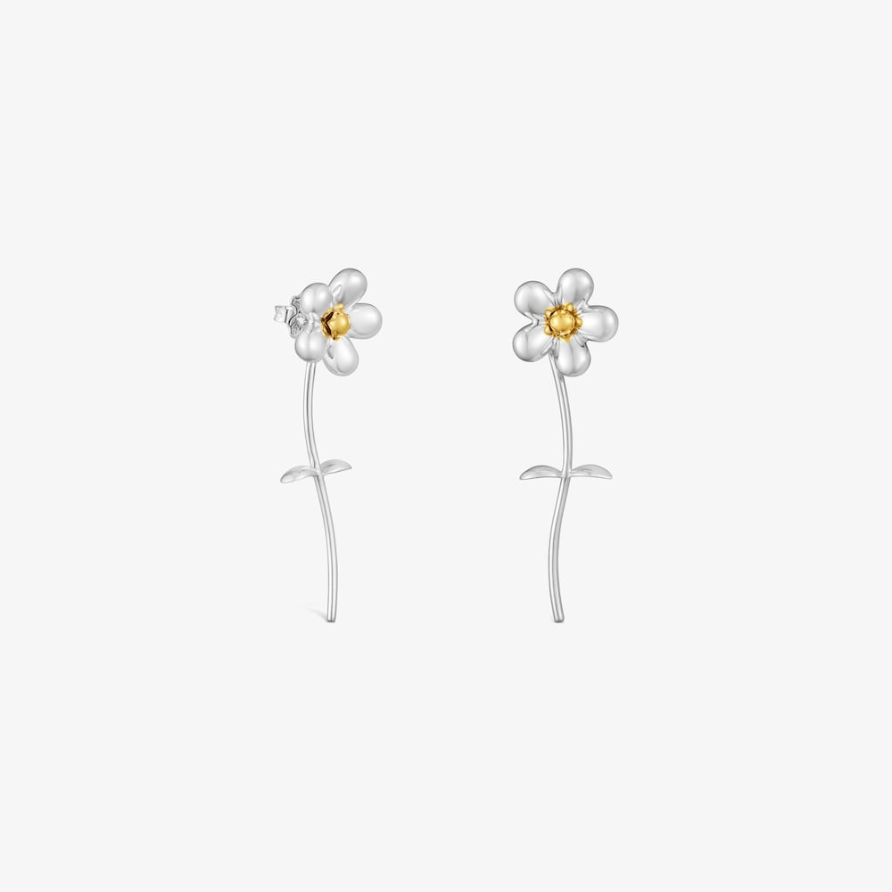 Pendientes largos flor bicolor Daisy