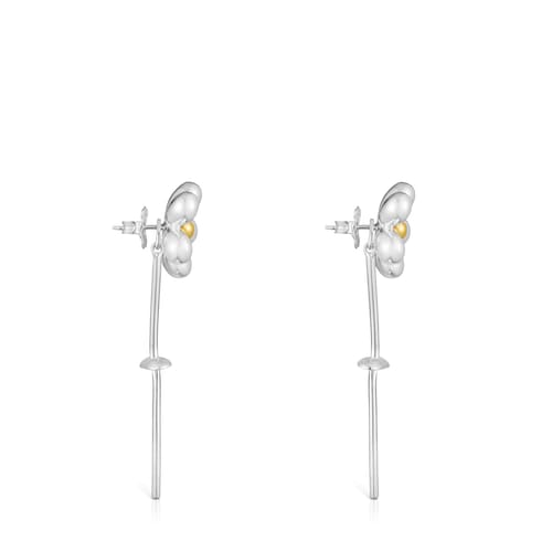 Pendientes largos flor bicolor Daisy