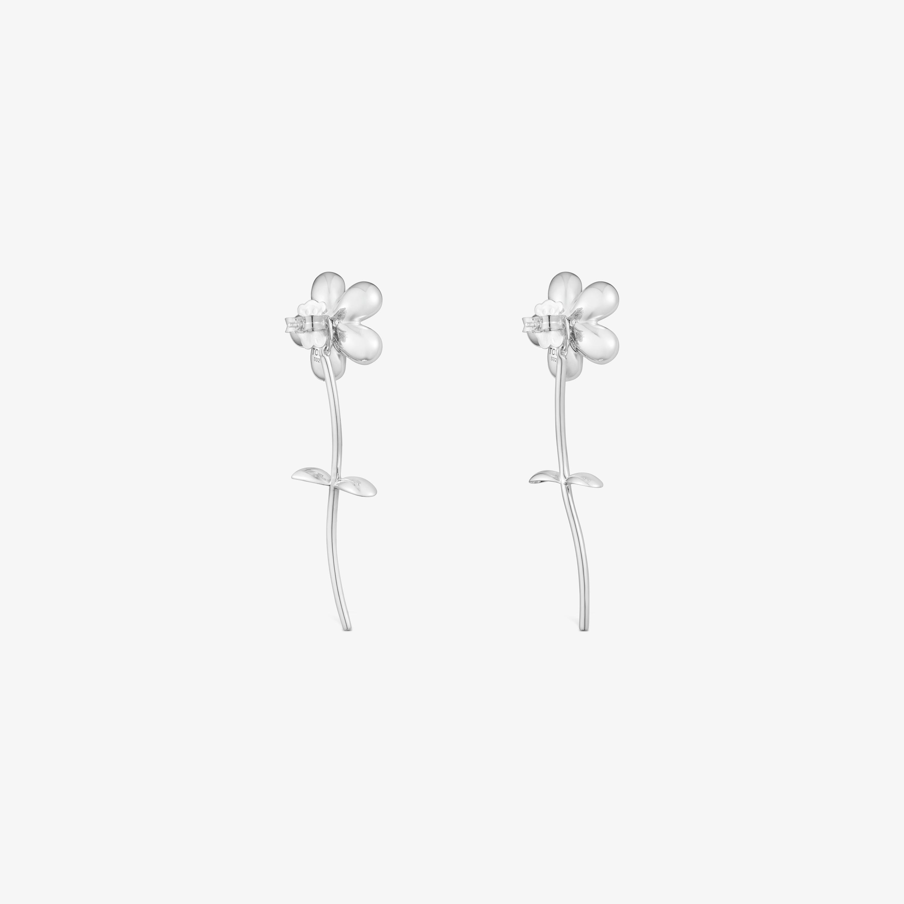 Long two-tone flower Earrings Daisy