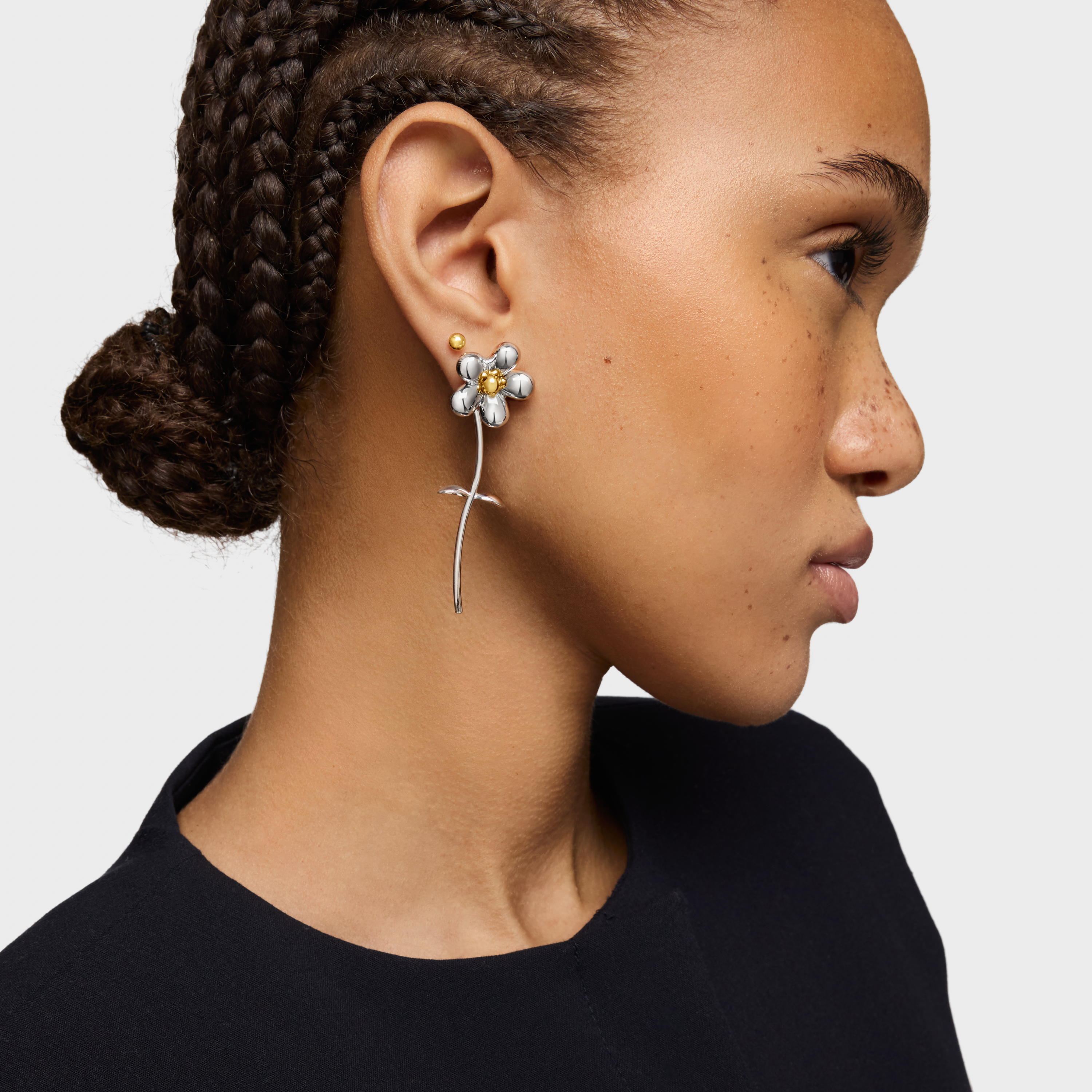 Long two-tone flower Earrings Daisy