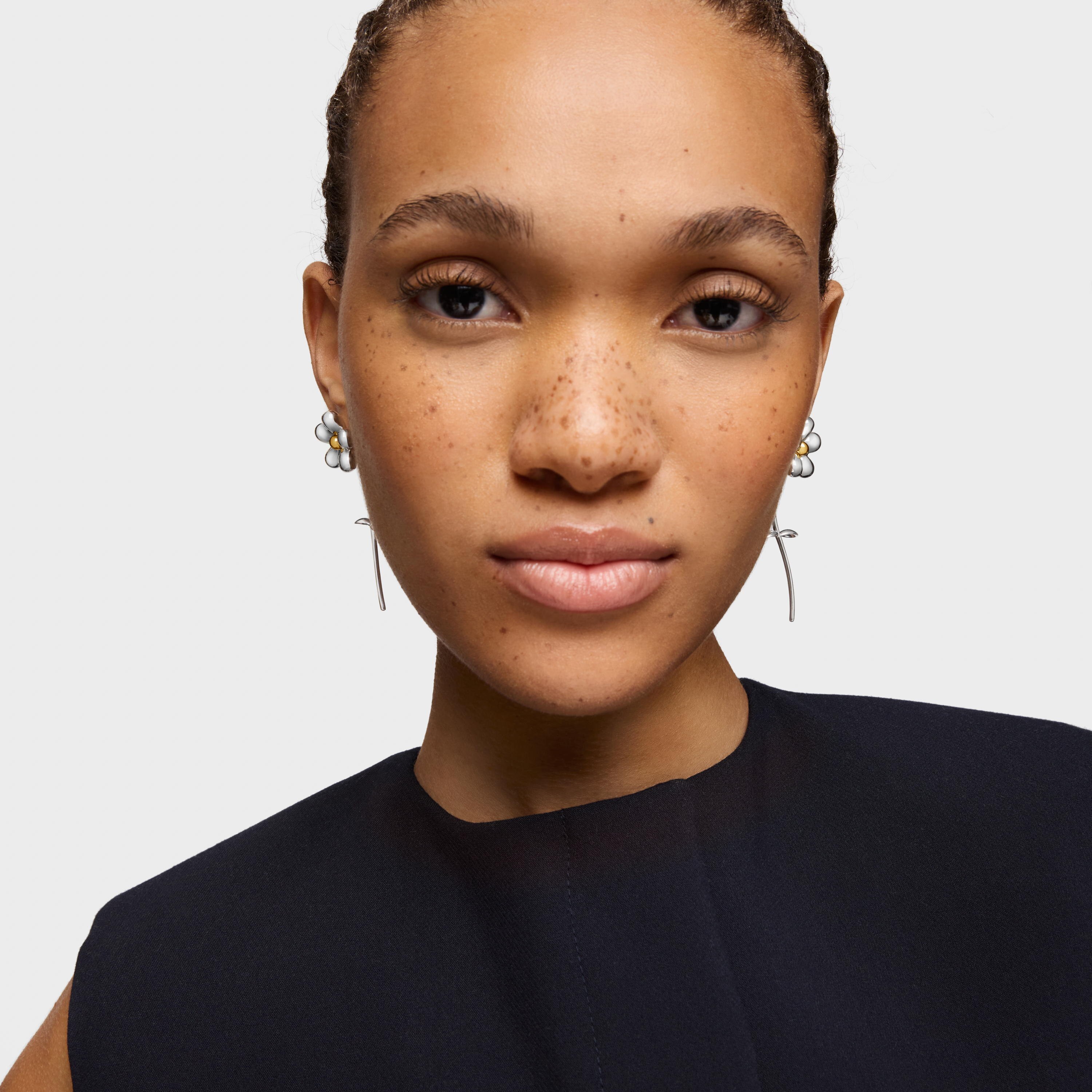 Long two-tone flower Earrings Daisy