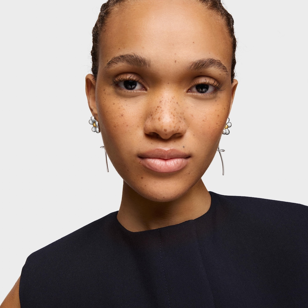 Pendientes largos flor bicolor Daisy