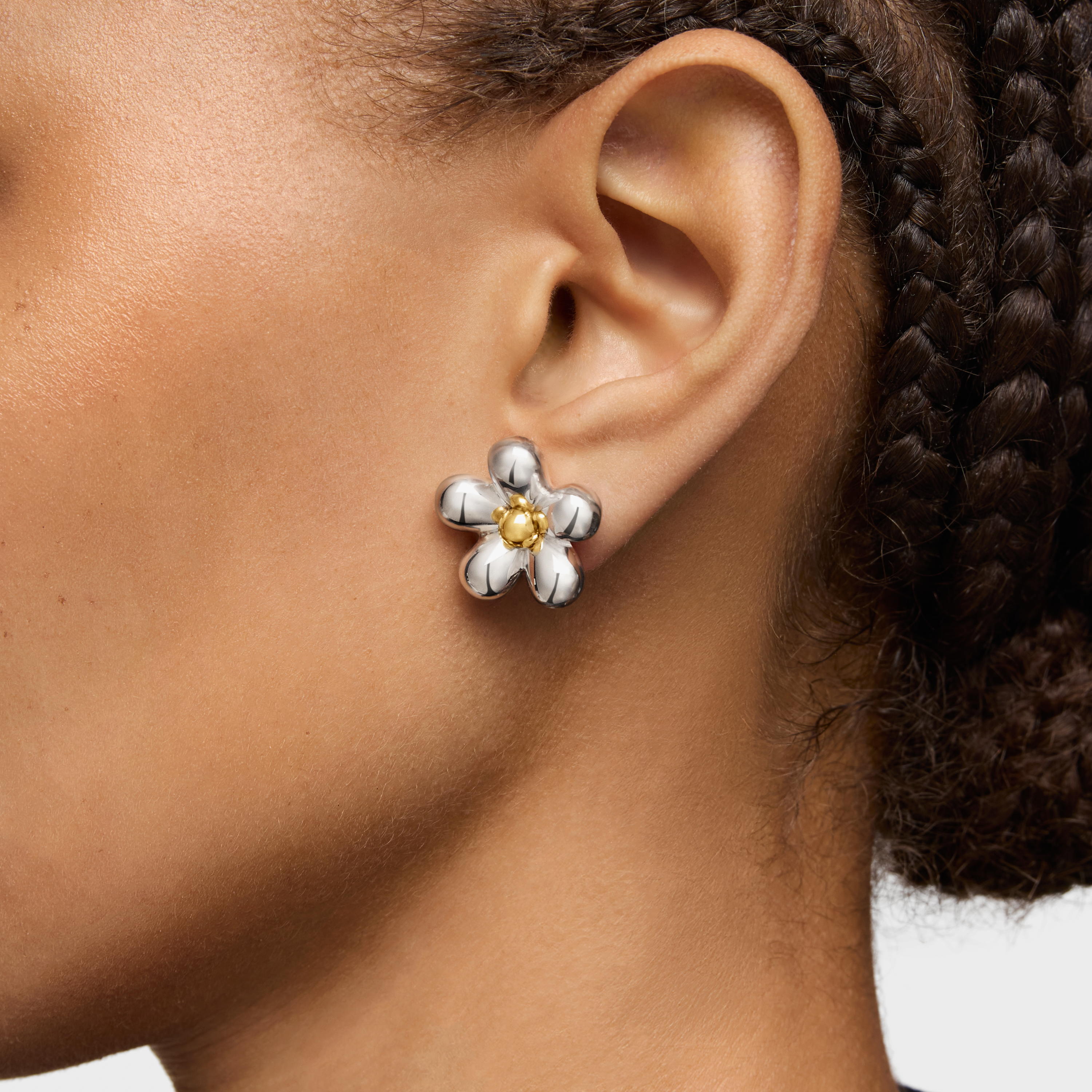 Long two-tone flower Earrings Daisy