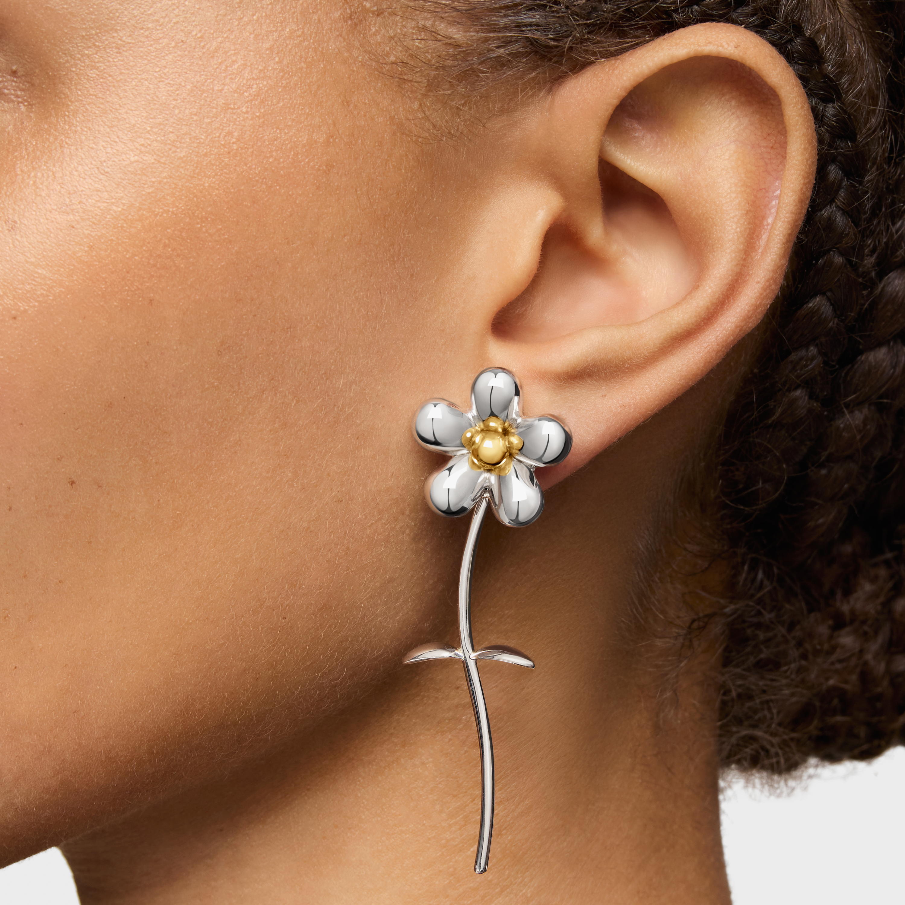 Long two-tone flower Earrings Daisy