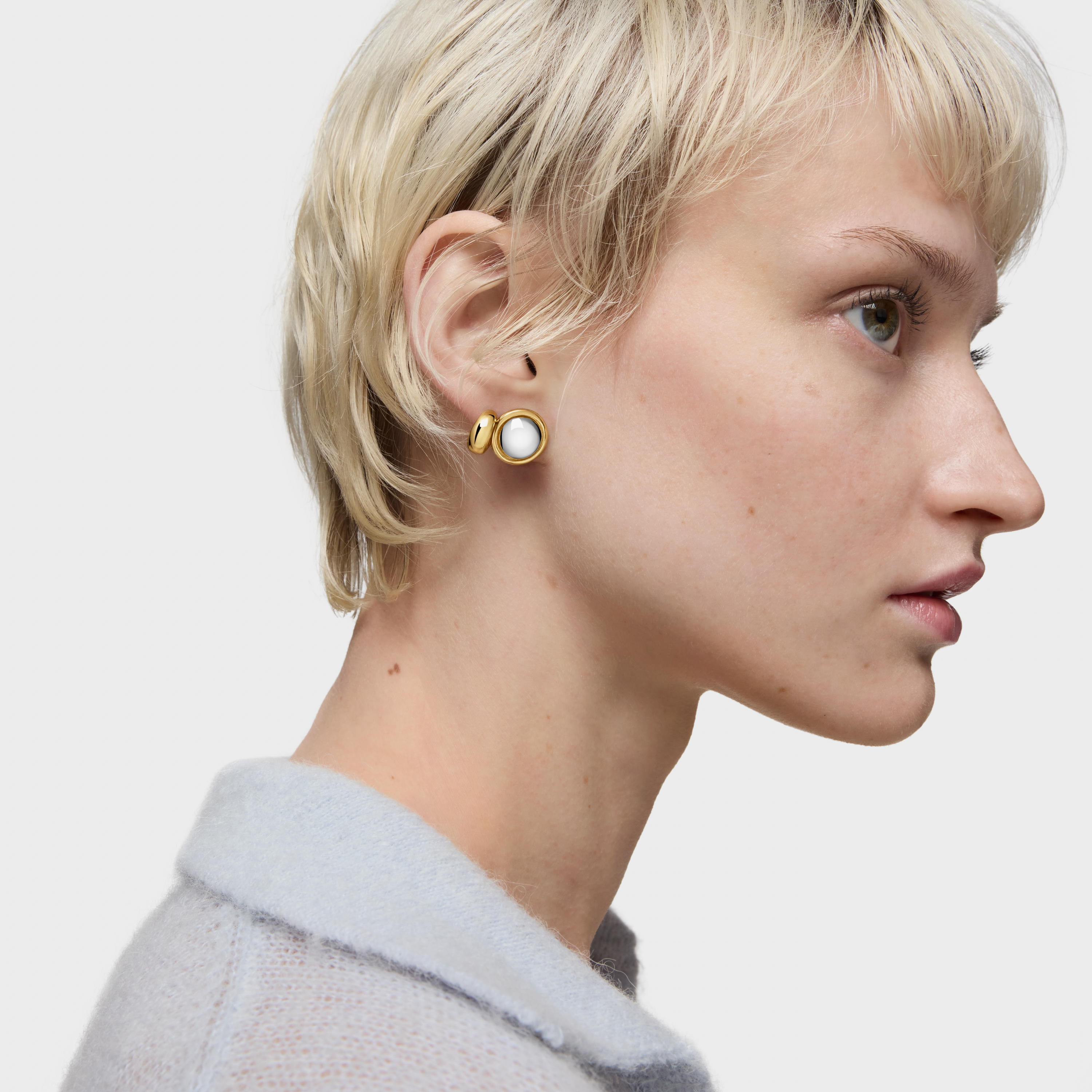 Two-tone Earrings Plump