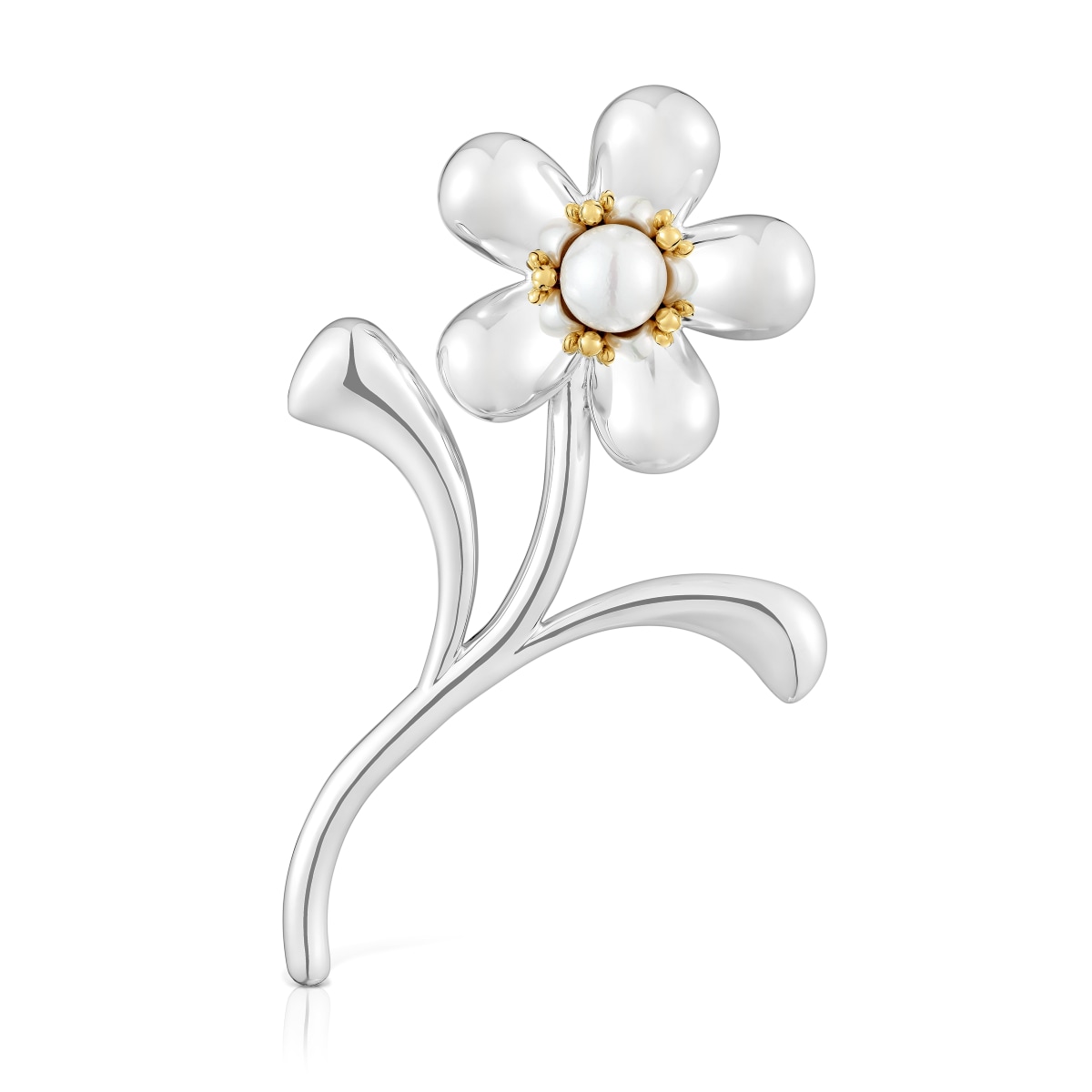 Two-tone flower Brooch with cultured pearl Daisy