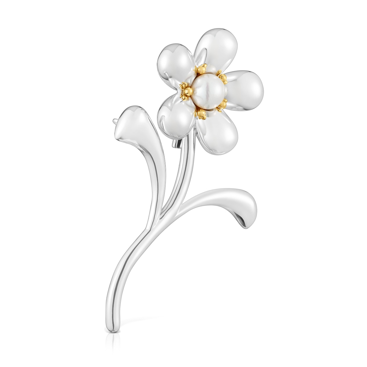 Two-tone flower Brooch with cultured pearl Daisy