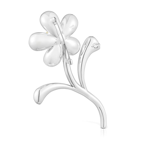 Two-tone flower Brooch with cultured pearl Daisy