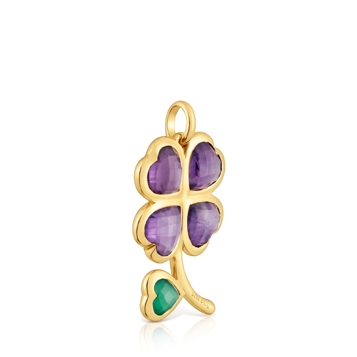 Pendant with 18kt gold plating over silver and gemstones Daisy
