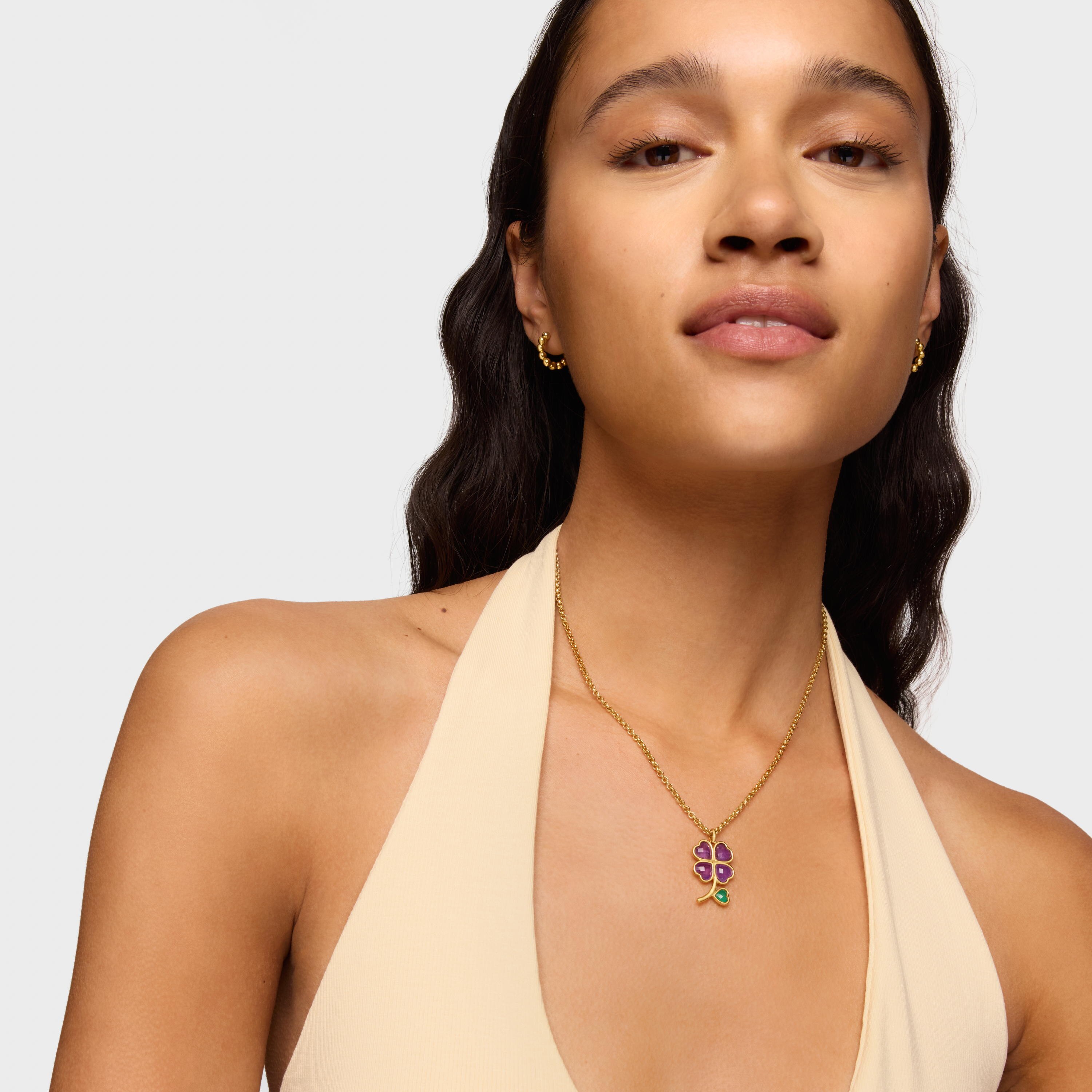 Pendant with 18K gold vermeil and gemstones Daisy