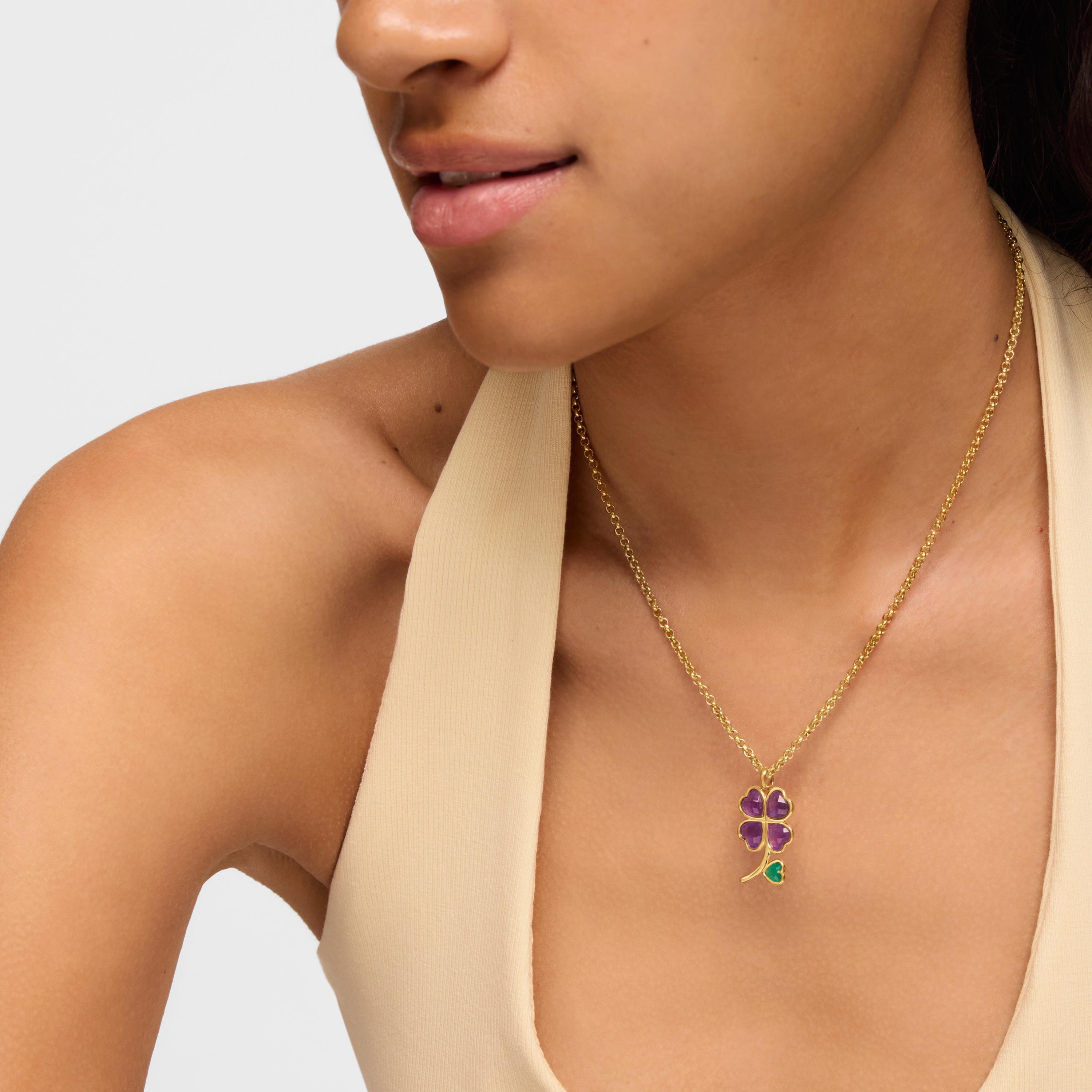 Pendant with 18K gold vermeil and gemstones Daisy