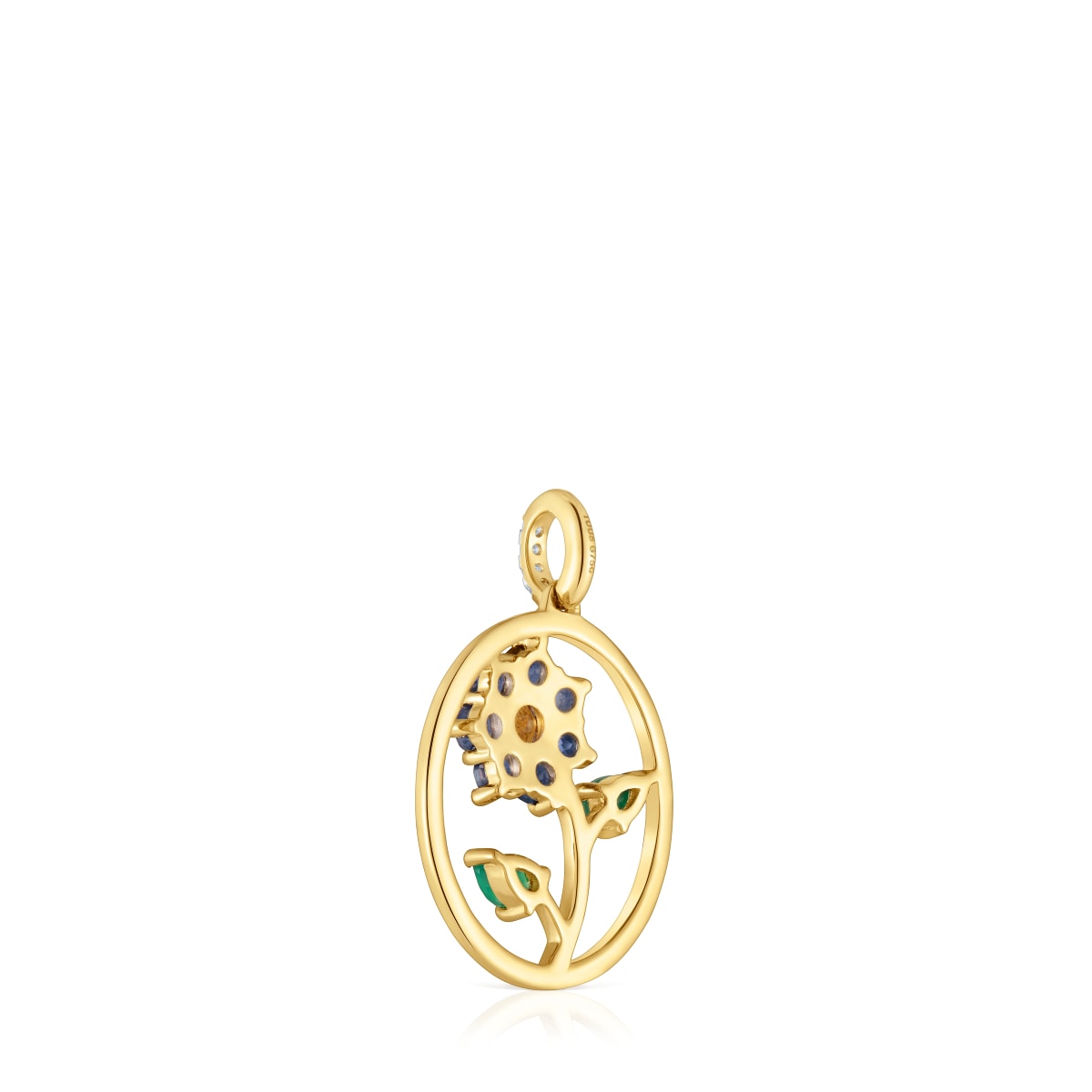 Colgante medalla de oro, gemas y diamantes Daisy