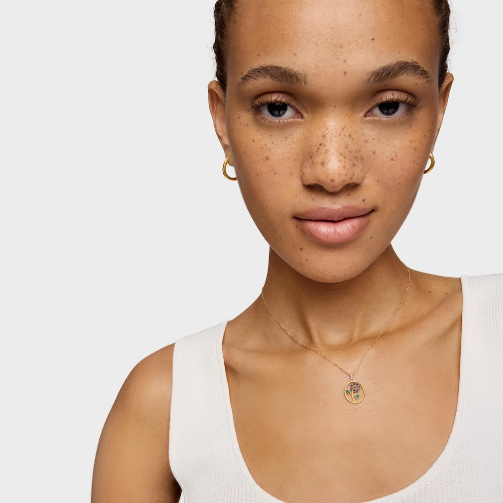 Wisiorek z medalionem ze złota z kamieniami szlachetnymi i diamentami Daisy