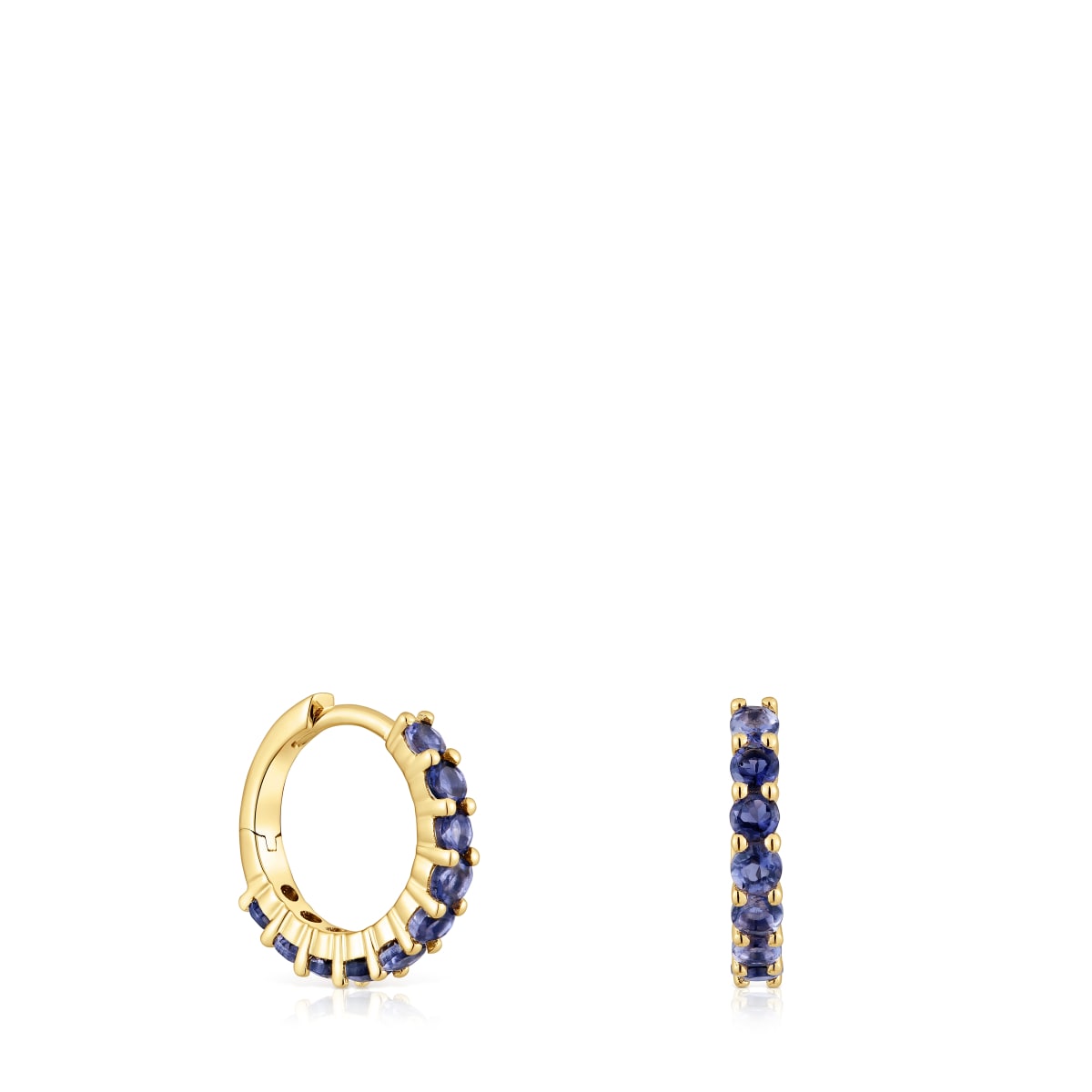 Gold Hoop earrings with iolites Daisy