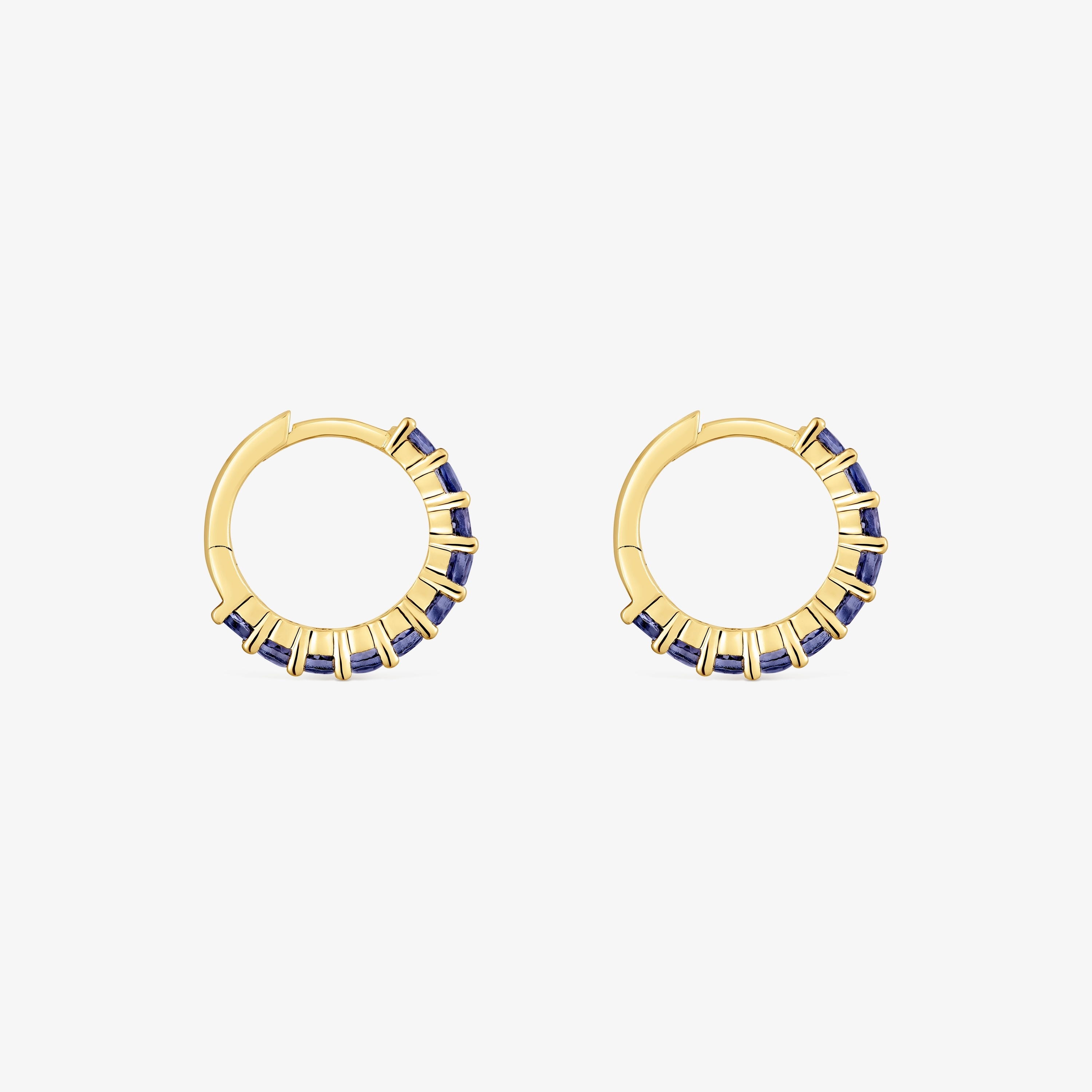 18K solid gold Hoop earrings with iolites Daisy