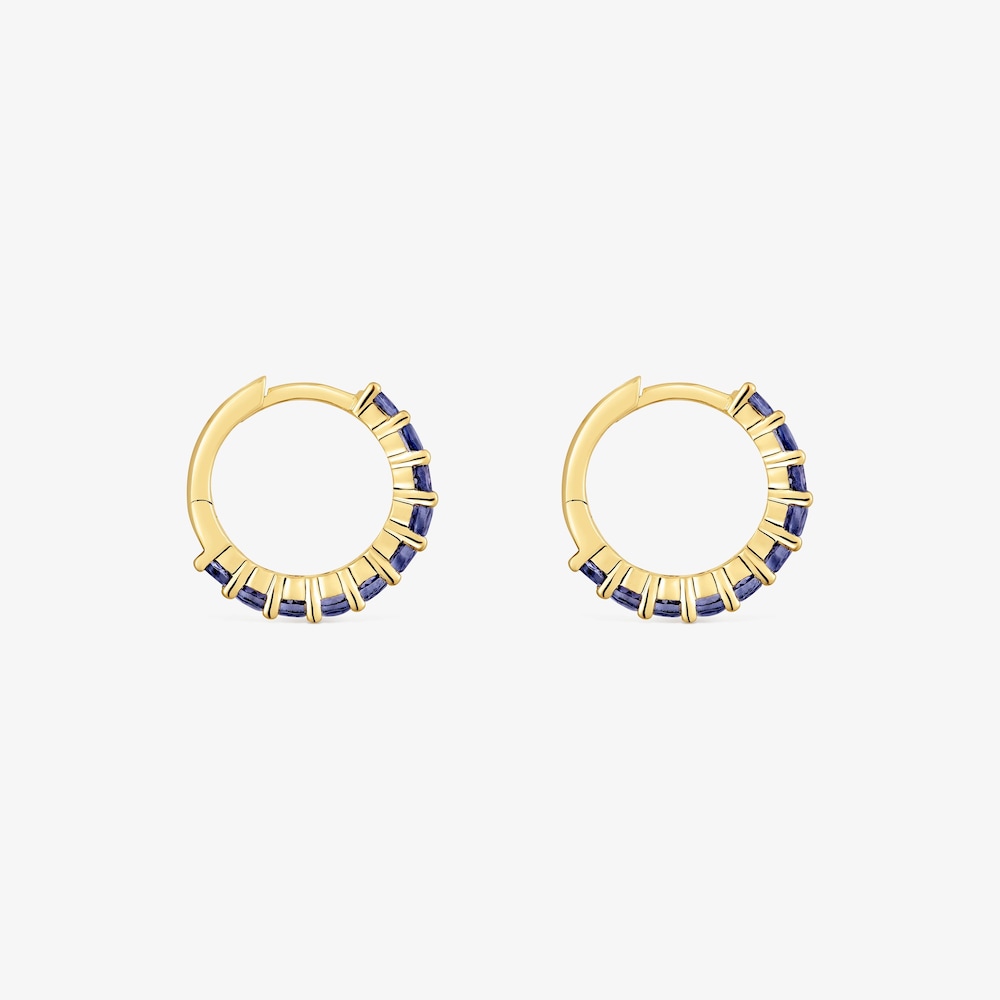 18K solid gold Hoop earrings with iolites Daisy