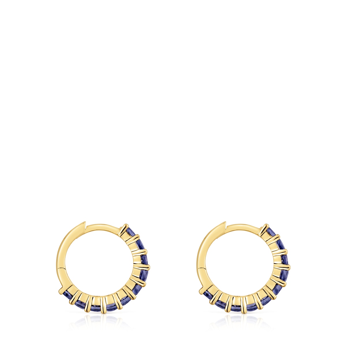 Gold Hoop earrings with iolites Daisy