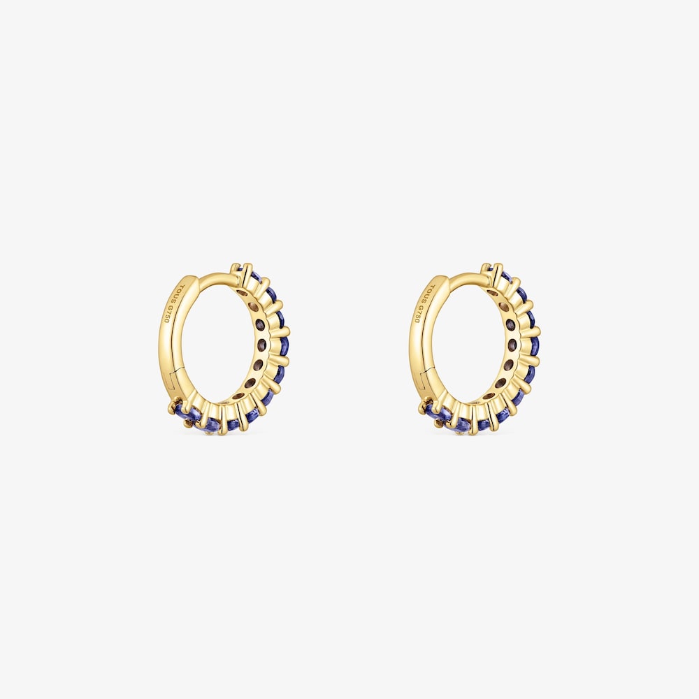 18K solid gold Hoop earrings with iolites Daisy