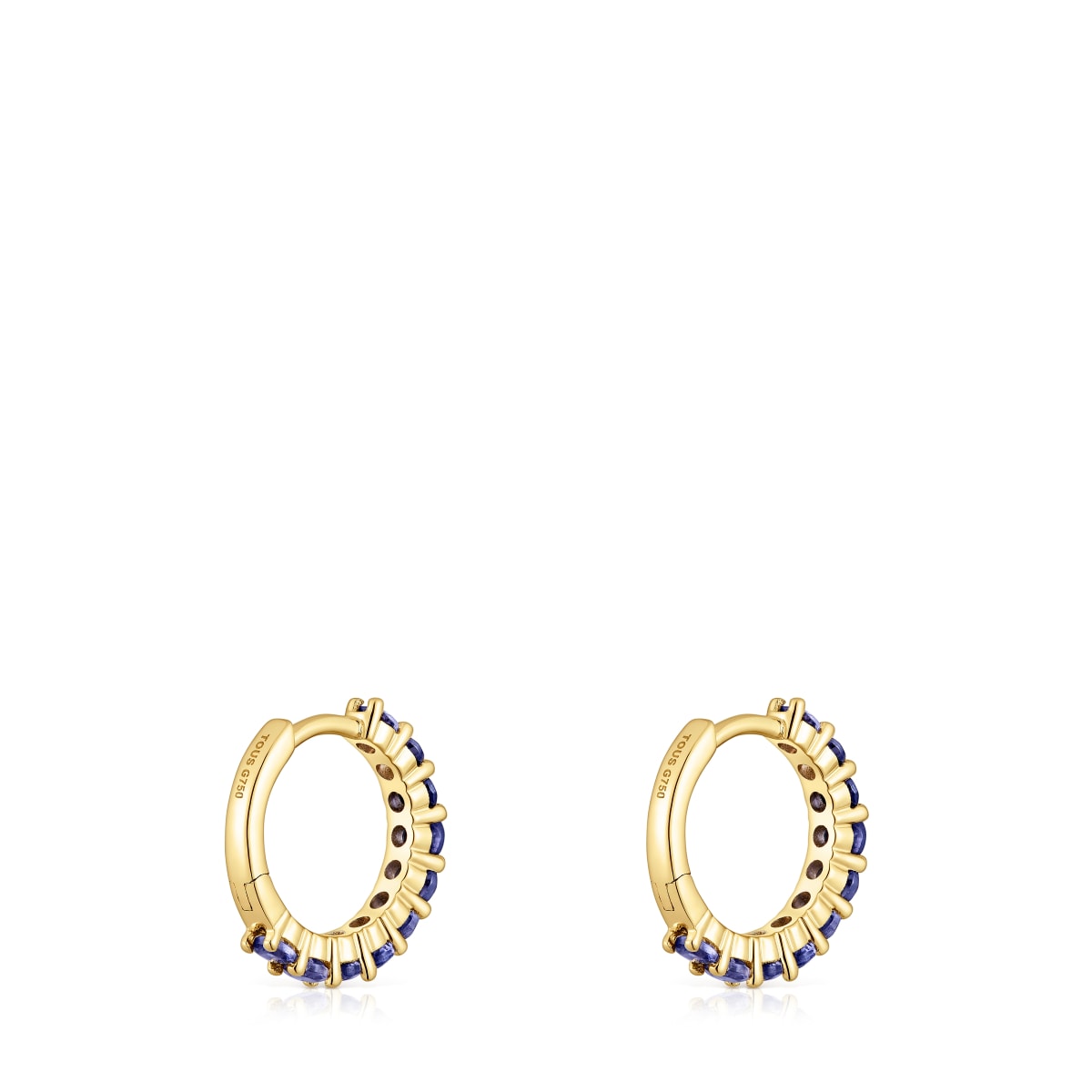 Gold Hoop earrings with iolites Daisy