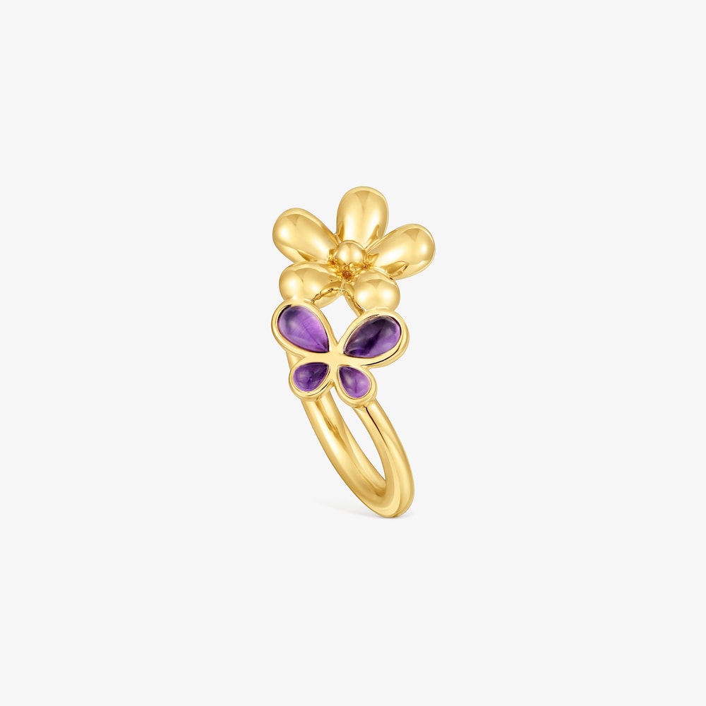 Ring with 18K gold vermeil and amethyst Daisy