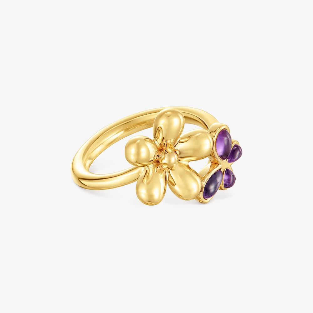 Ring with 18K gold vermeil and amethyst Daisy