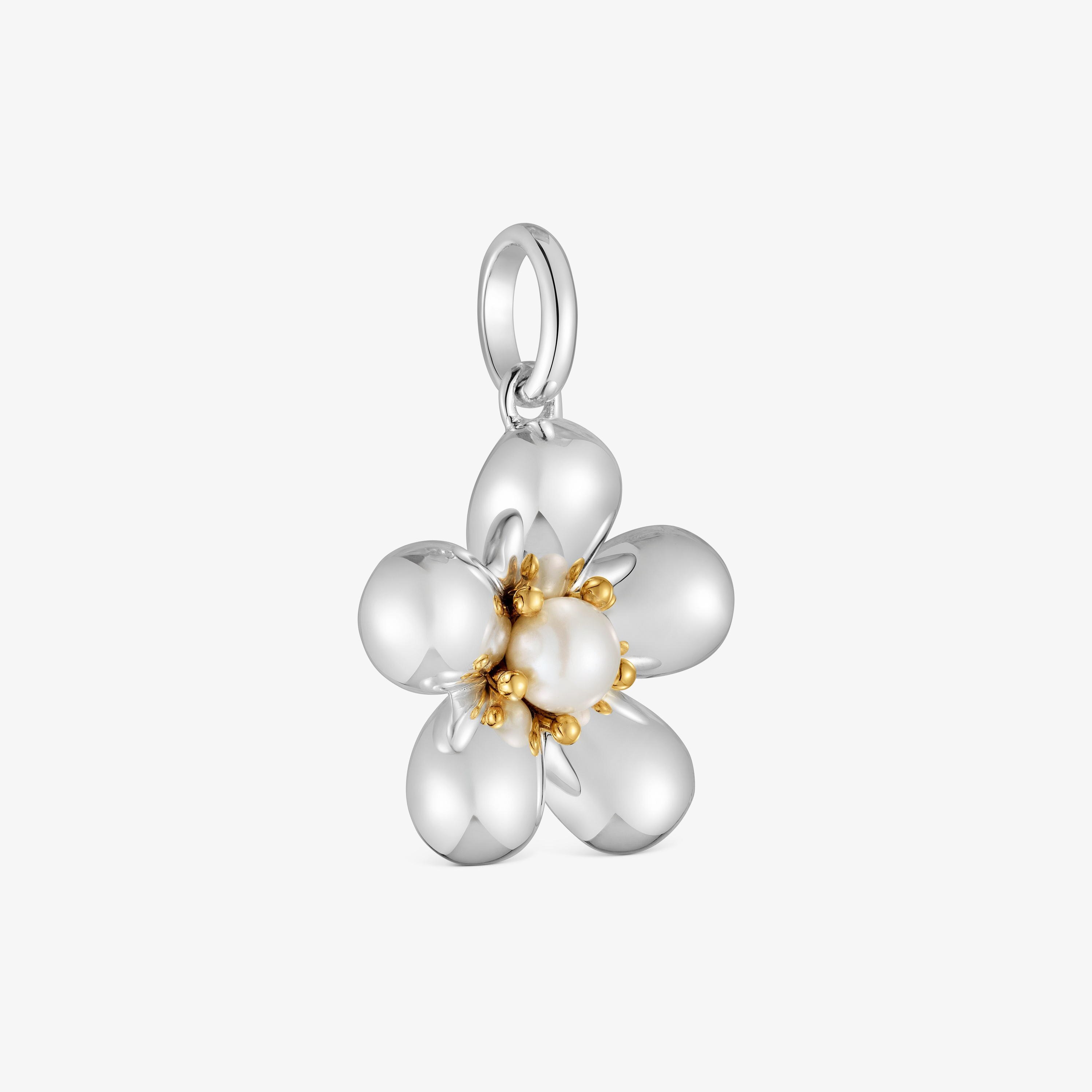 Two-tone flower Pendant with cultured pearl Daisy