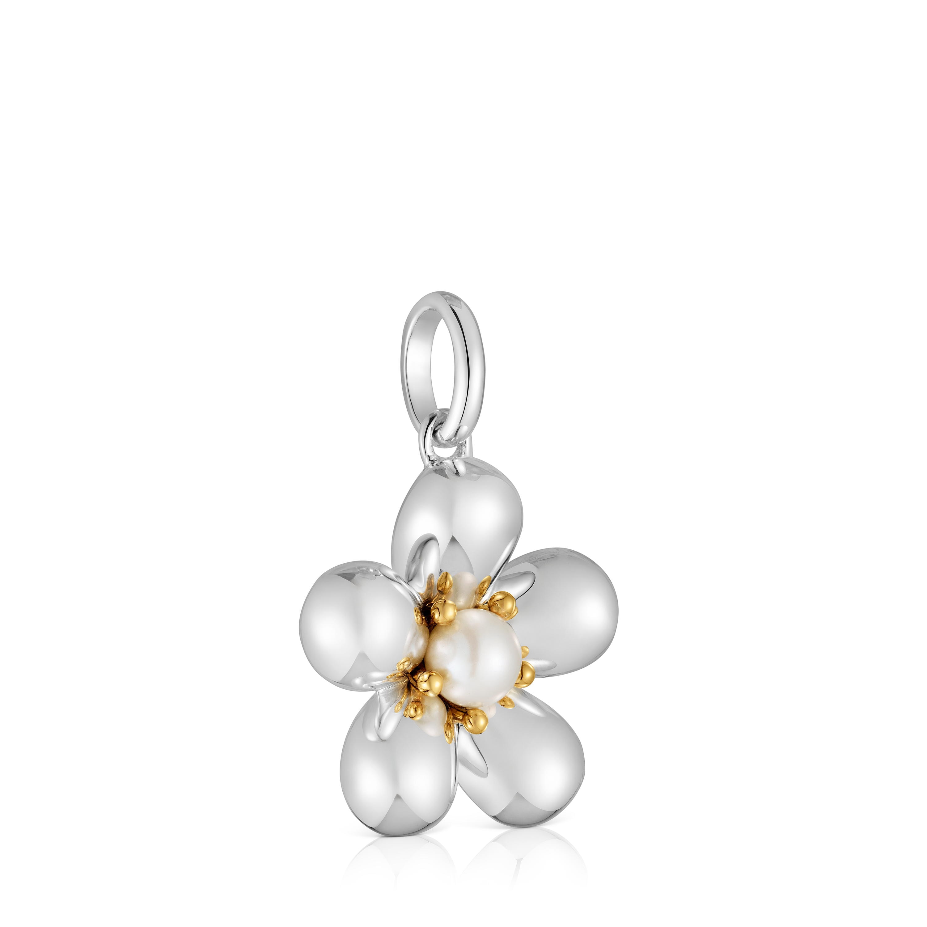 Two-tone flower Pendant with cultured pearl Daisy