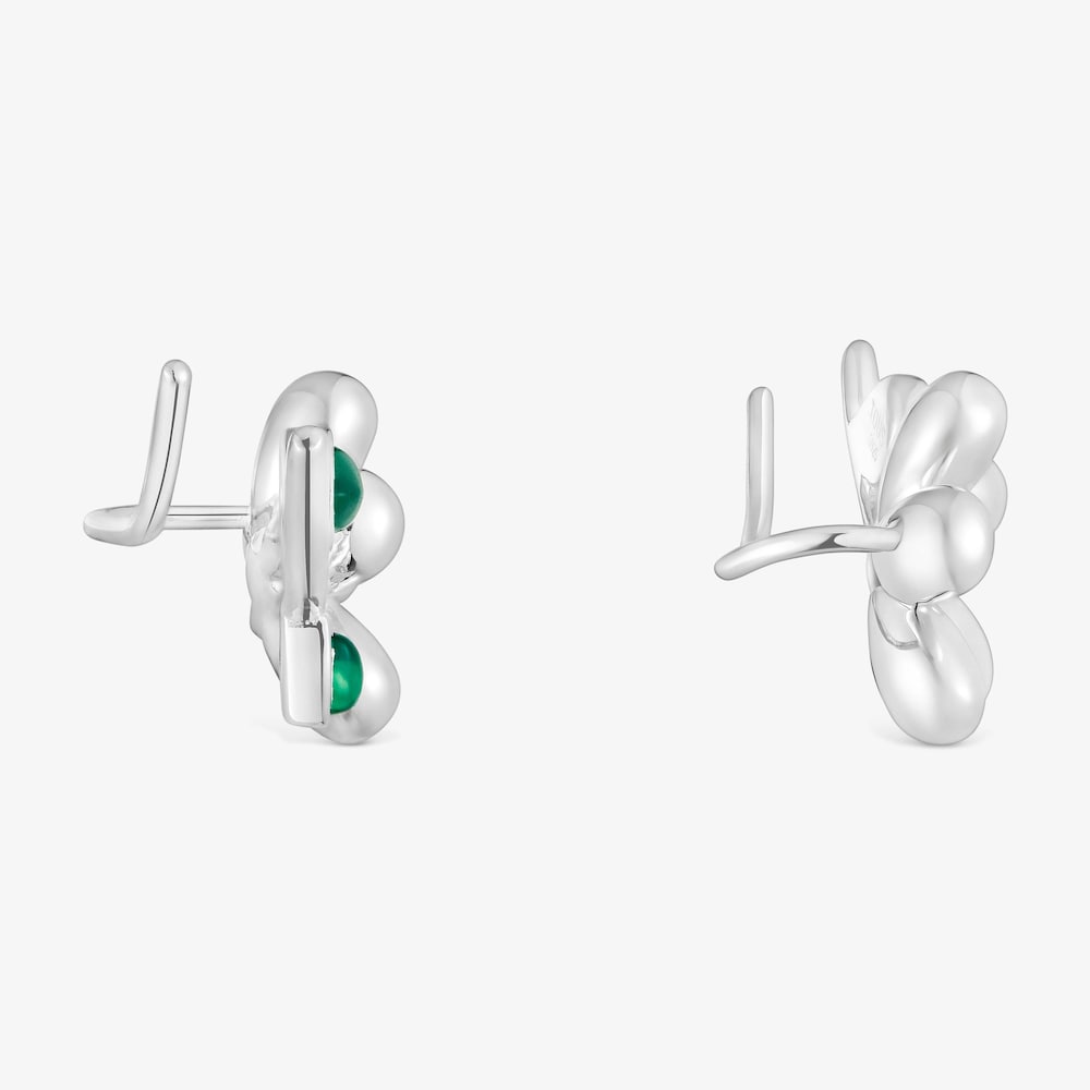 Pendientes trepadores de plata y calcedonia verde Daisy