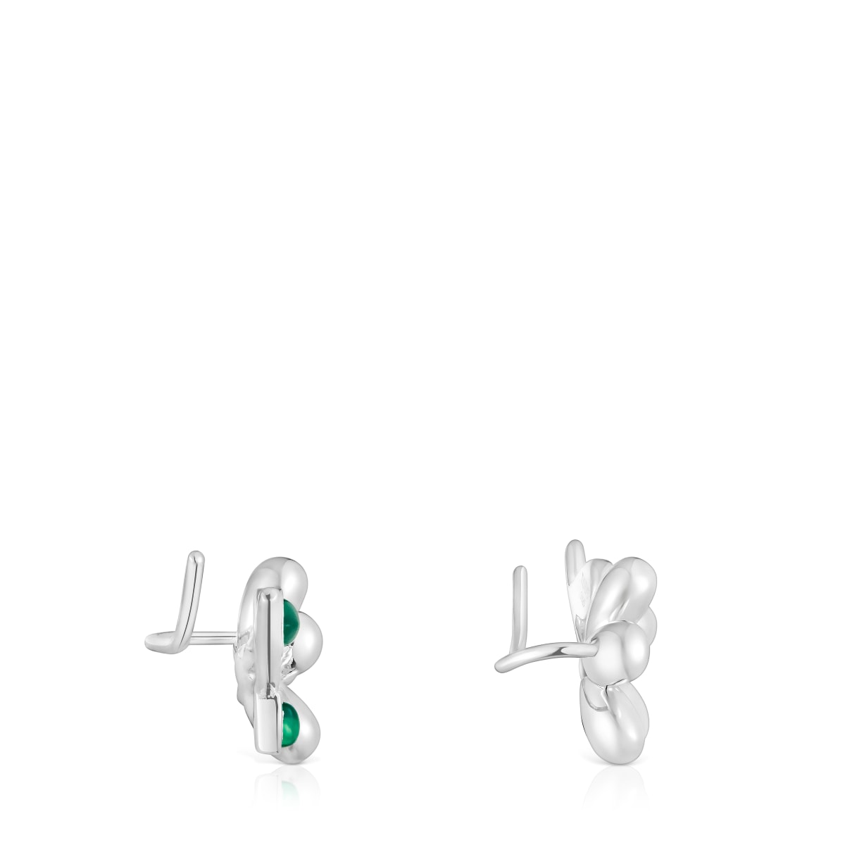 Silver climber Earrings with green chalcedony Daisy