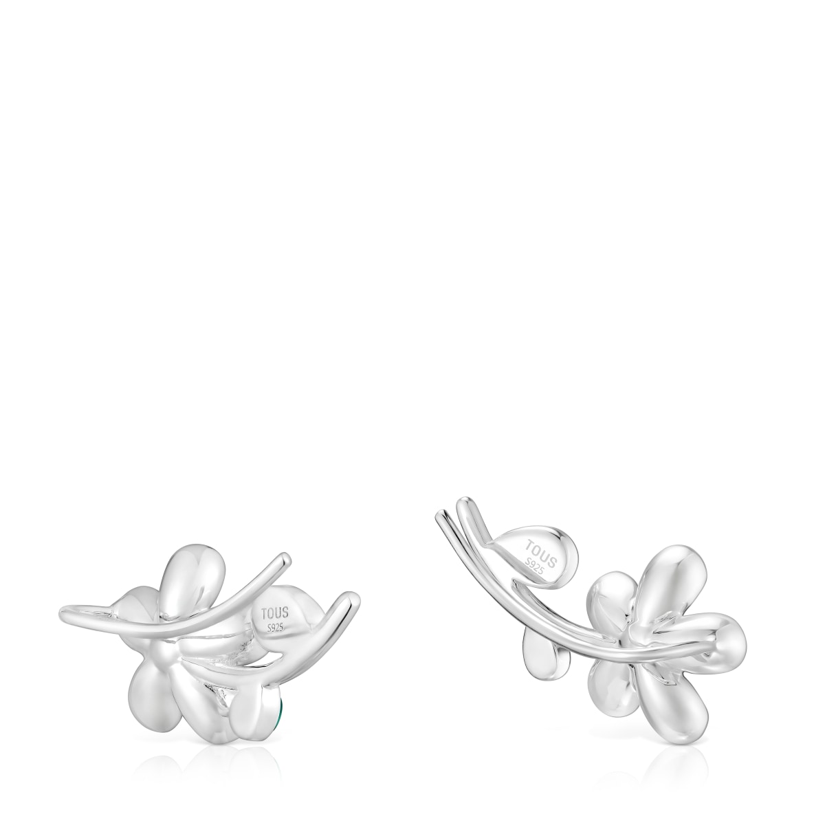 Silver climber Earrings with green chalcedony Daisy