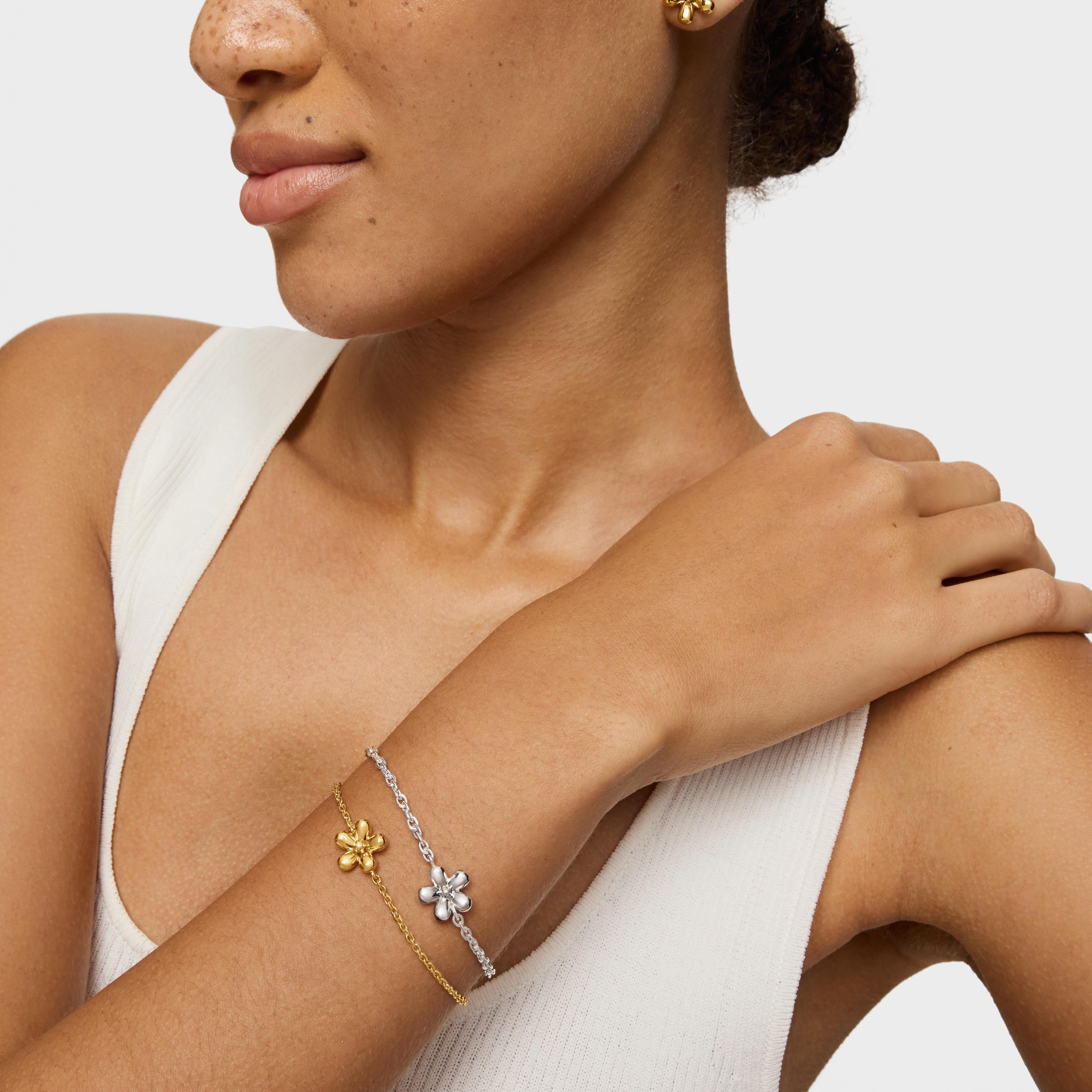 Chain bracelet with 18K gold vermeil Daisy