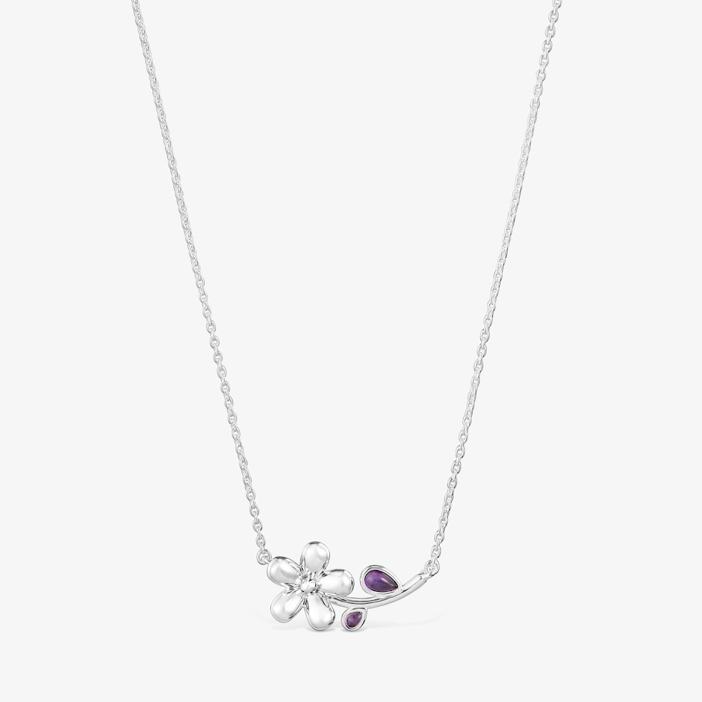 Collar corto de plata y amatista Daisy