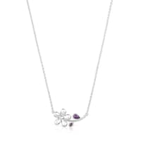 Short silver Necklace with amethyst Daisy