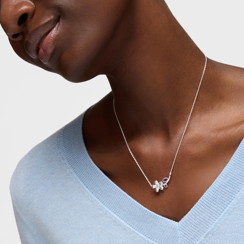 Collar corto de plata y amatista Daisy