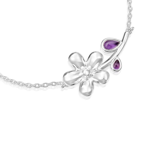 Pulsera cadena de plata y amatista Daisy