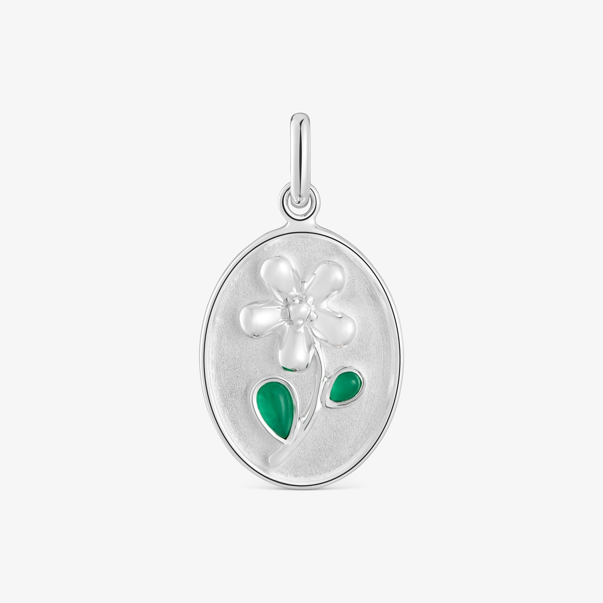 Tous - Colgante Medalla De Plata Y Calcedonia Verde Daisy - Verde