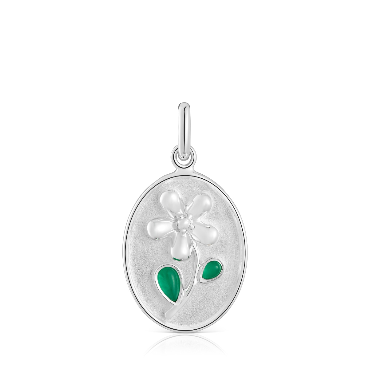 Tous - Colgante Medalla De Plata Y Calcedonia Verde Daisy - Plateado