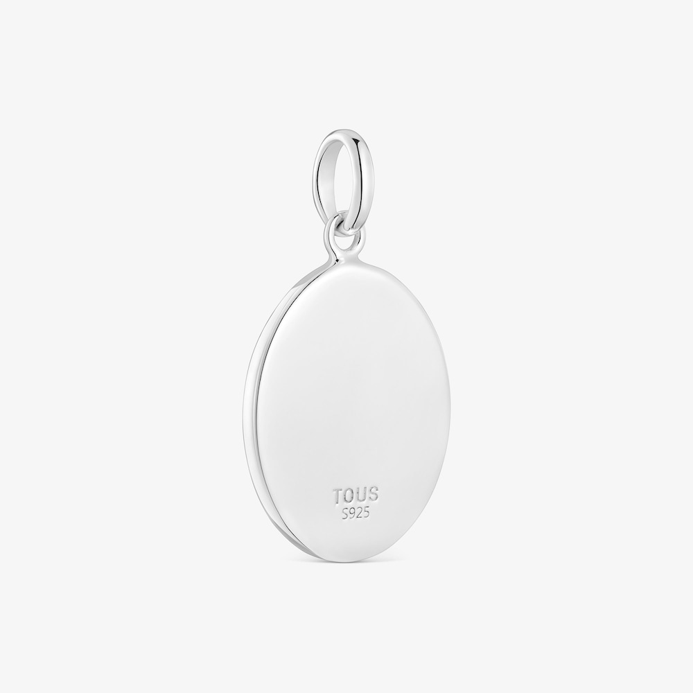 Pendente a medaglione in argento e calcedonio verde Daisy