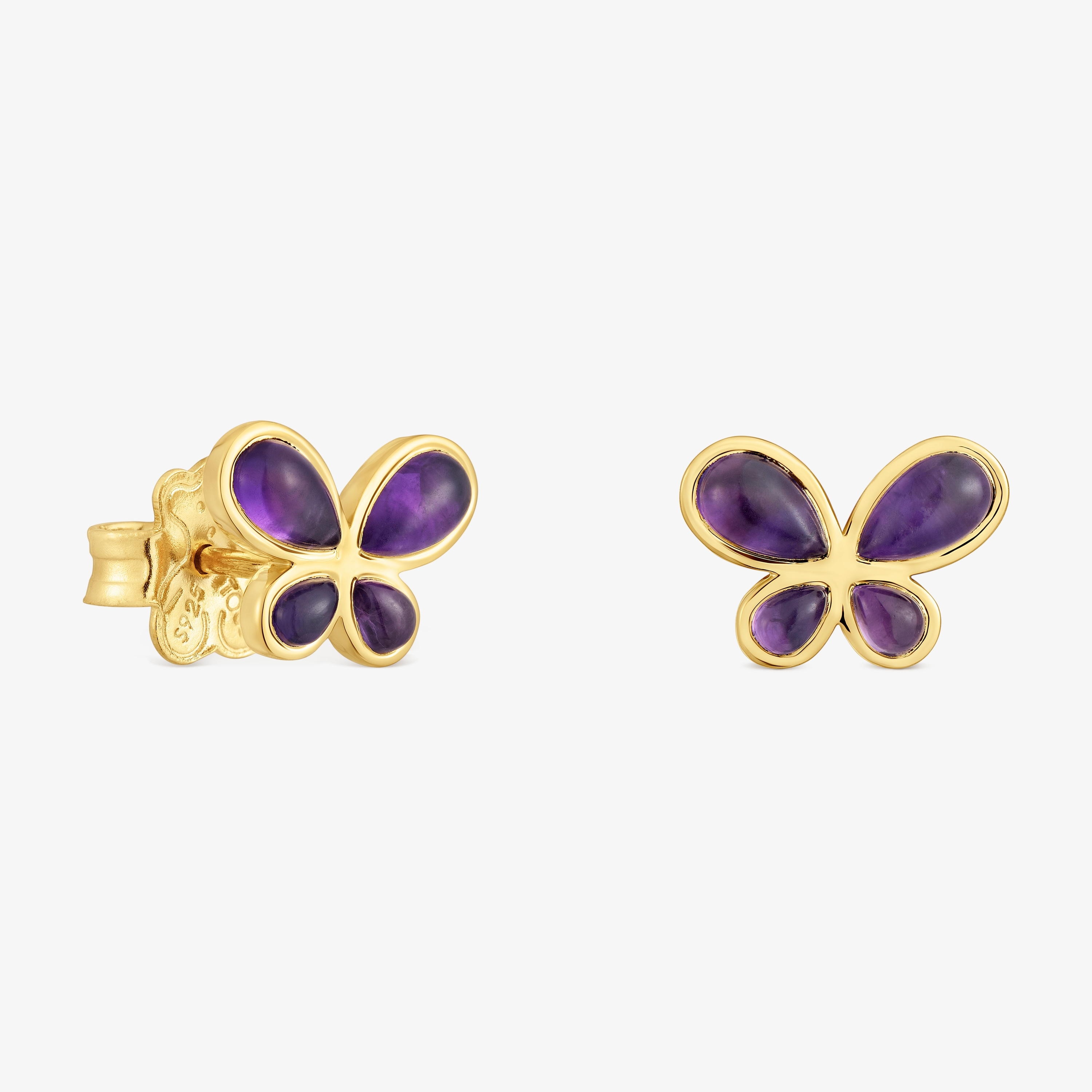Earrings with 18K gold vermeil and amethyst Daisy