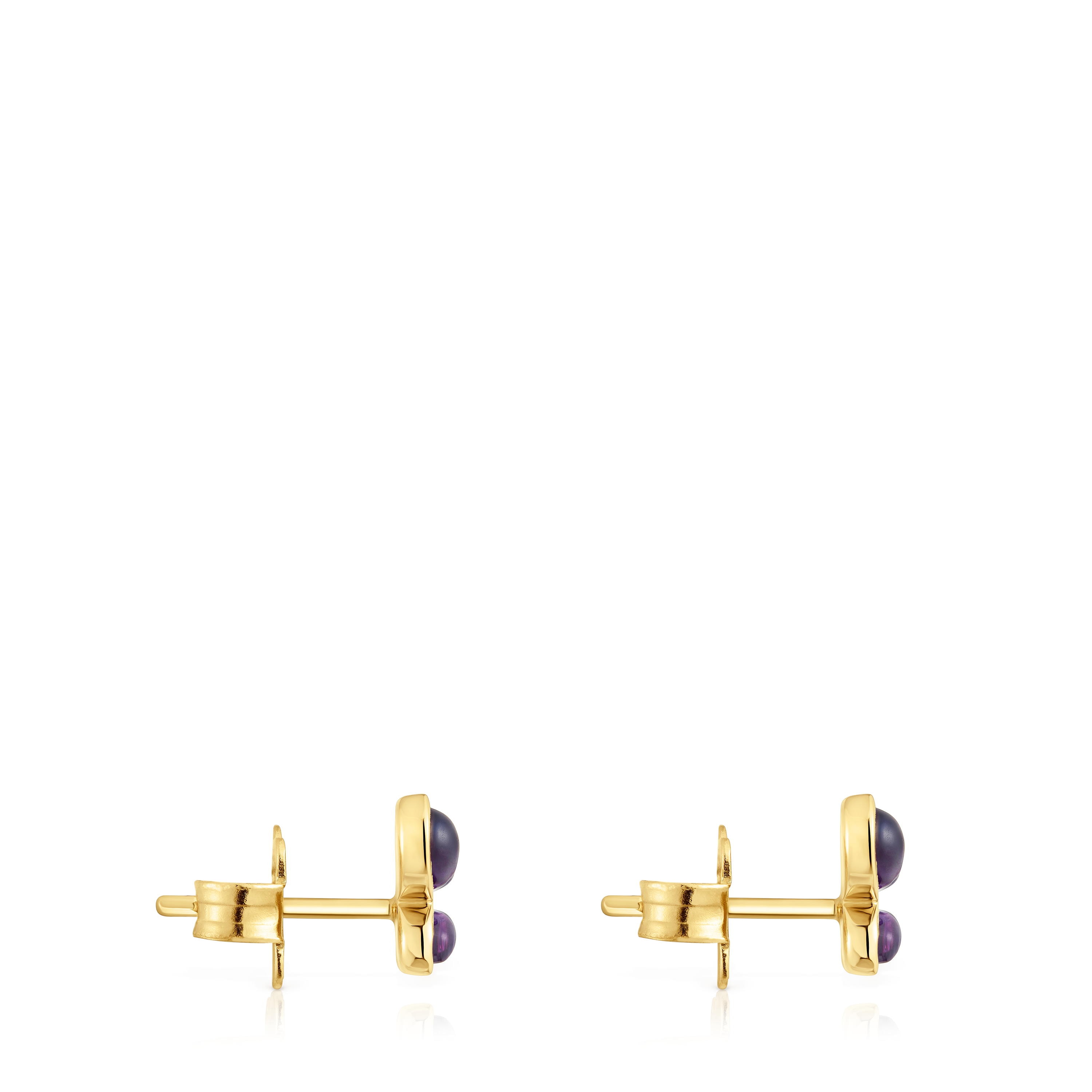 Earrings with 18kt gold plating over silver and amethyst Daisy