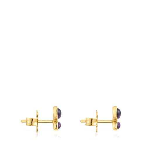 Pendientes con baño de oro de 18 kt sobre plata y amatista Daisy