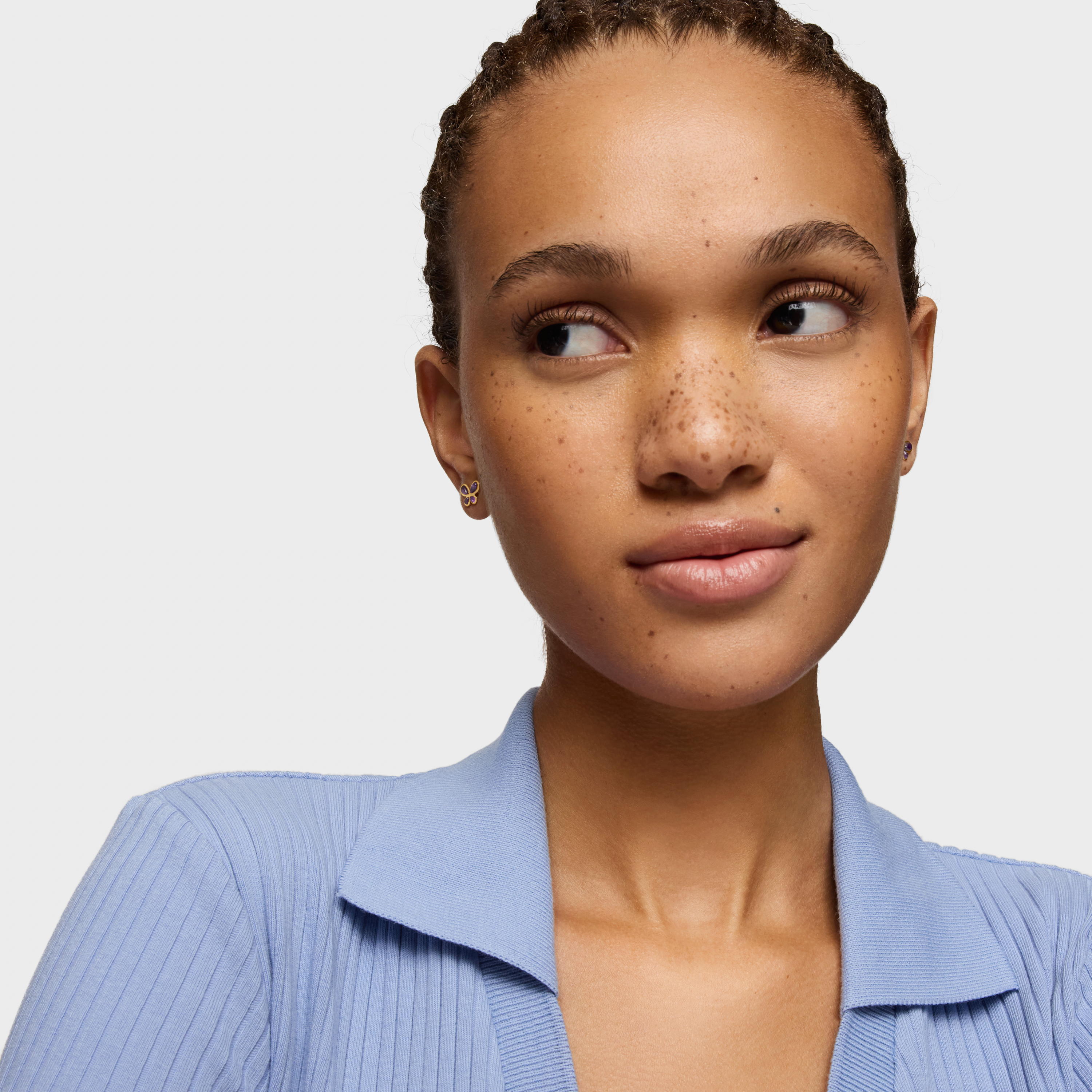 Earrings with 18K gold vermeil and amethyst Daisy