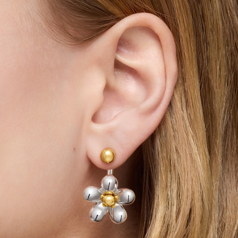 Pendientes cortos flor bicolor Daisy image number 6